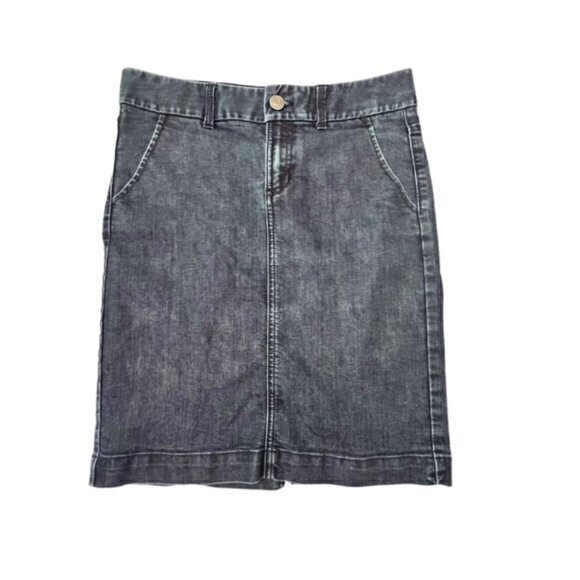 BANANA REPUBLIC Denim Pencil Skirt Dark Blue Stretch Back Slit 90’s Y2K Size 4 - Picture 5 of 8
